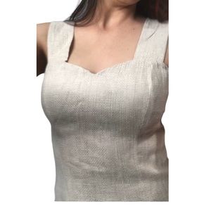 Ellen K | Linen off white fitted mini dress sleeveless Bodycon dress •